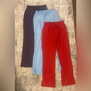 Red, Blue, and Purple Scrub Pants